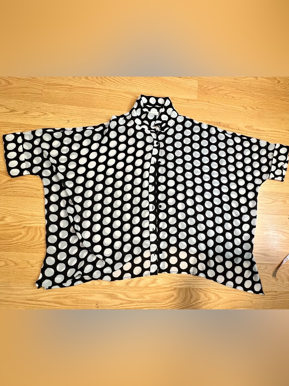 Chico's Black and White Polka Dot Button-Down Shirt